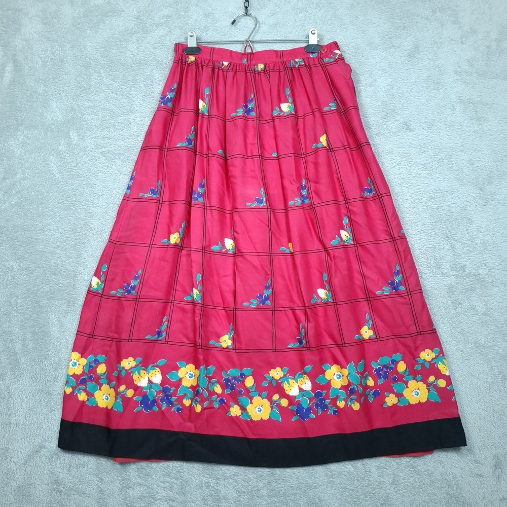 True Vintage Weathervane Skirt 10 Union Made in USA Midi Maxi Plaid Floral Fruit